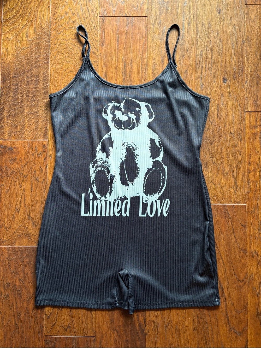 Black Ribbed “Limited Love” Romper Stretchy Streetwear | Size XL - Picture 13 of 13